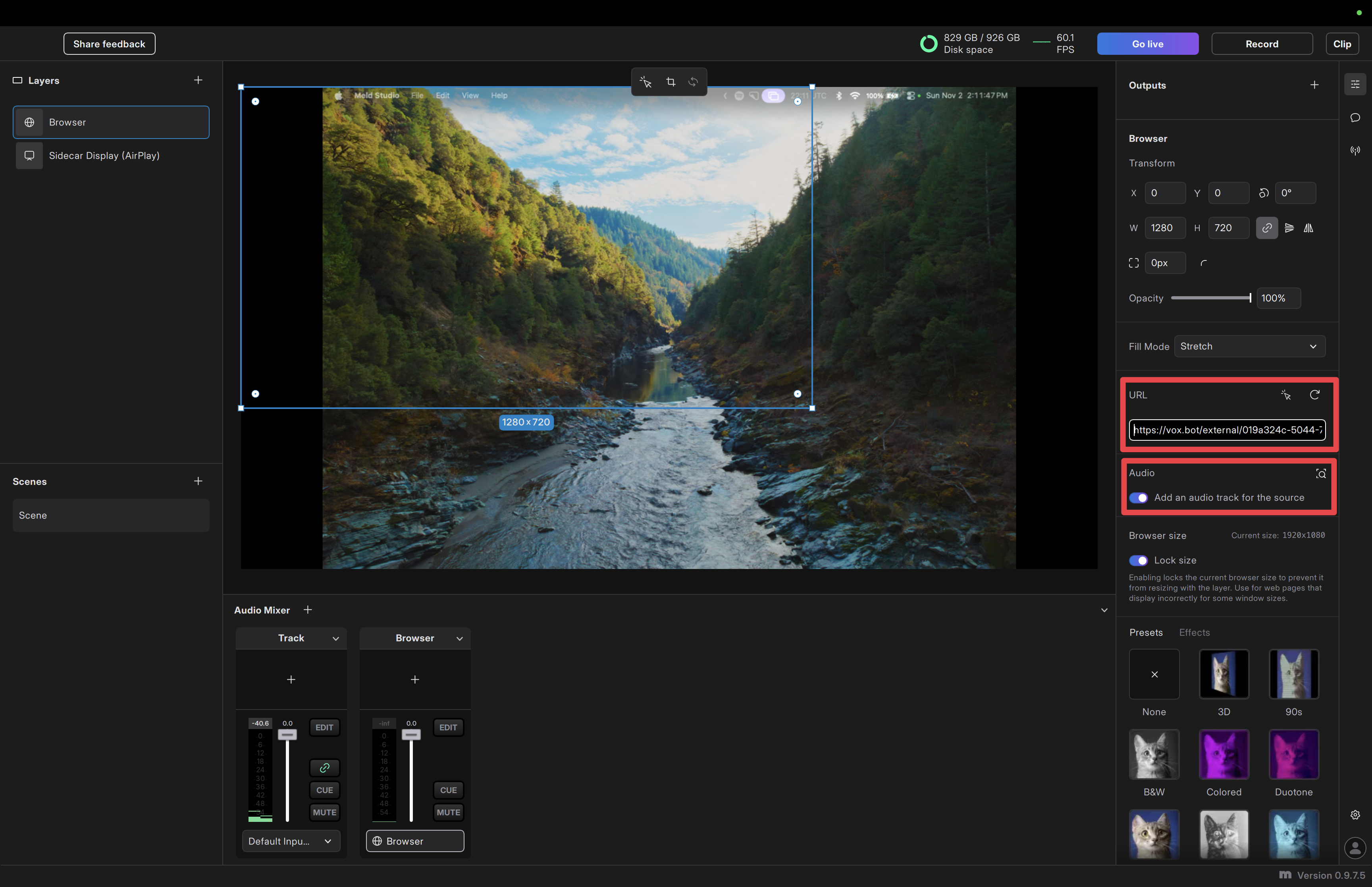 Adding VoxBot to Meld Studio as a browser source